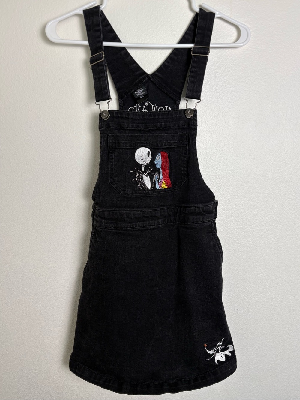 Disney The Nightmare Before Christmas Black Denim Overalls Youth Size Small